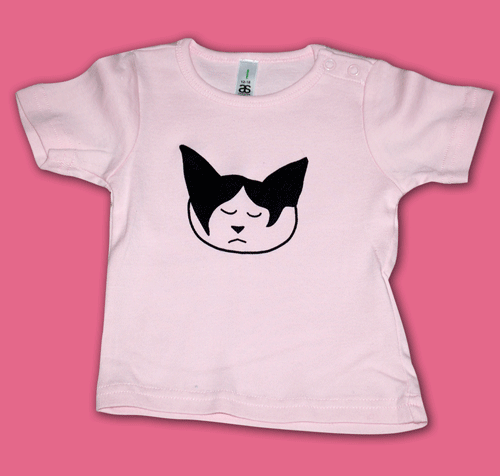 Sleepy cat tee in pink